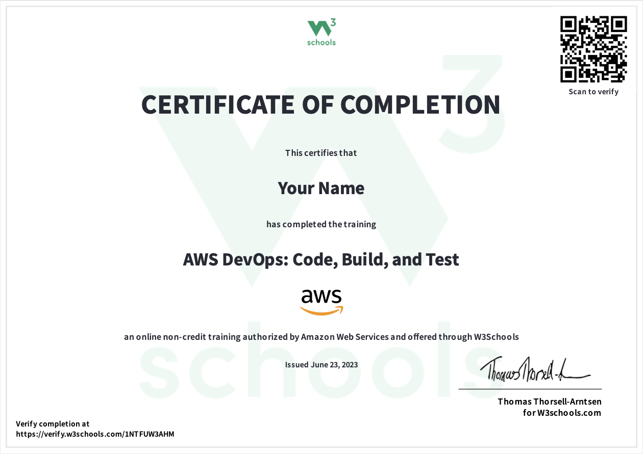 AWS DevOps certificate example