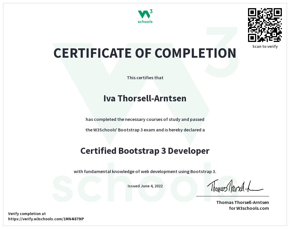 Bootstrap 3 Certificate