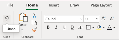 In excel undo Undo operation