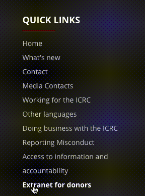 Screenshot from ICRC with an improved hover effect, making the text bold.