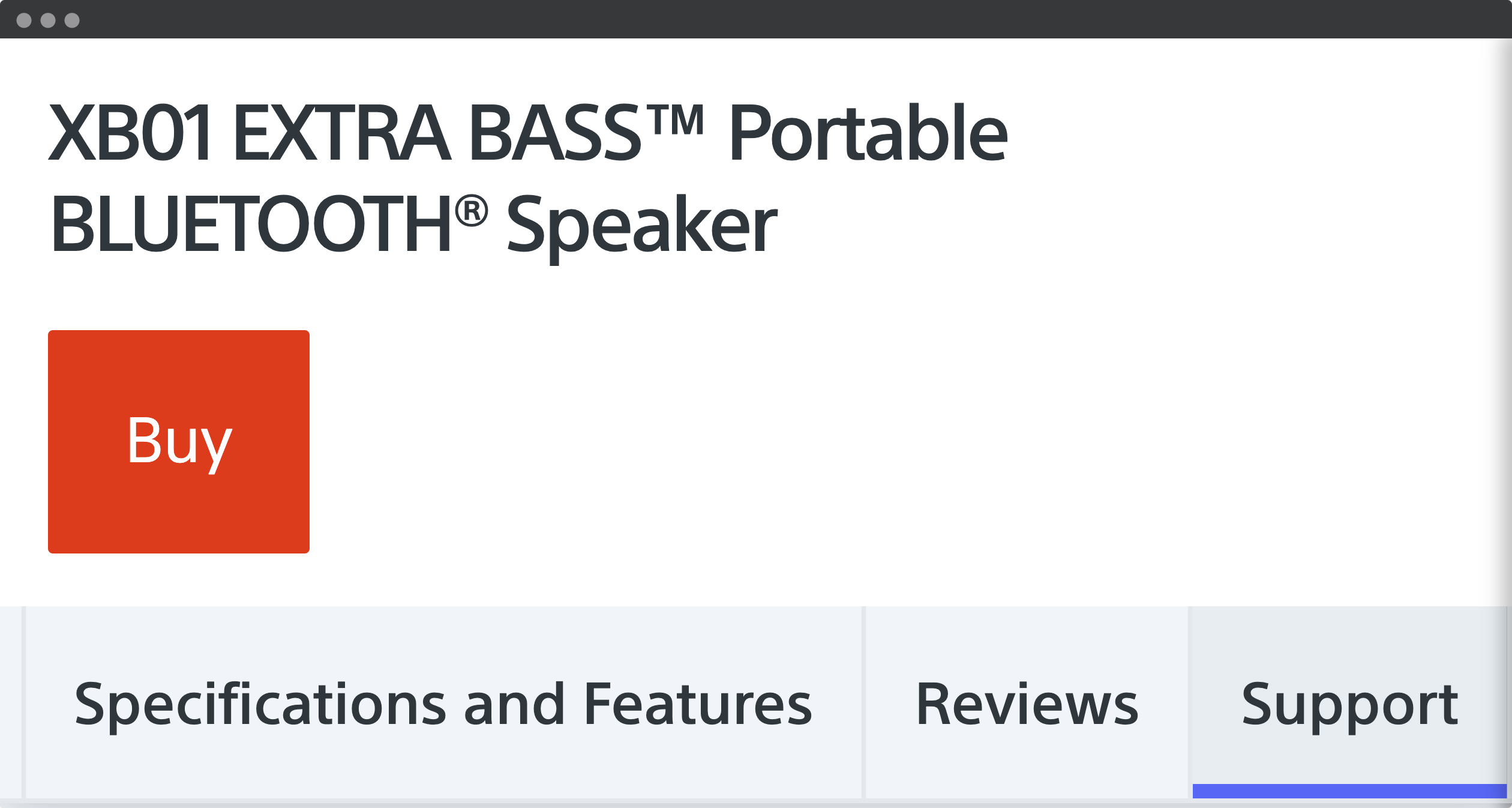 Screenshot from Sony, showing a bluetooth speaker with bottom tabs that are hidden.