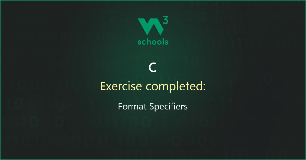 Completed Exercise C Format Specifiers
