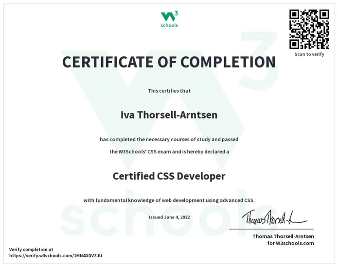 CSS Certificate of Completion