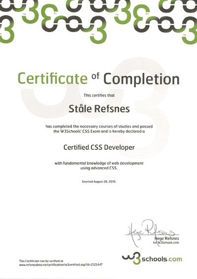 HTML Certificate
