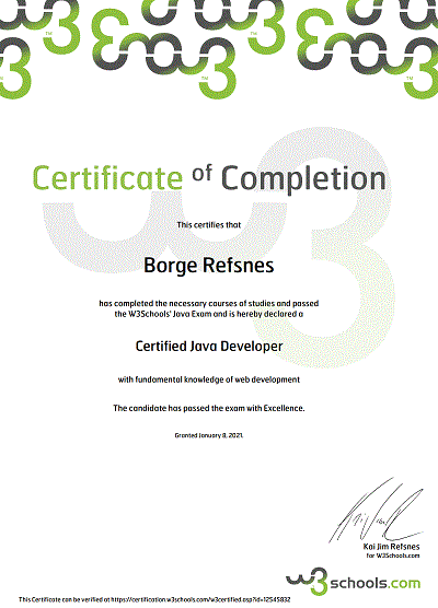 HTML Certificate