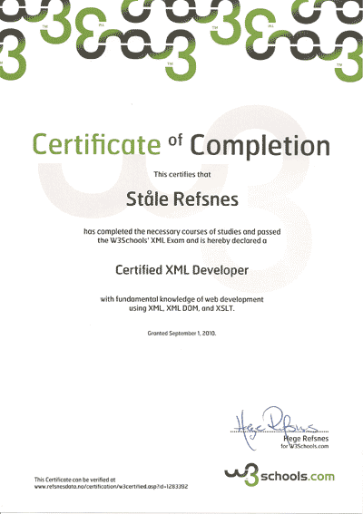 HTML Certificate