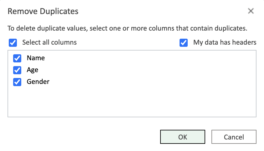 Select columns to remove duplicate values