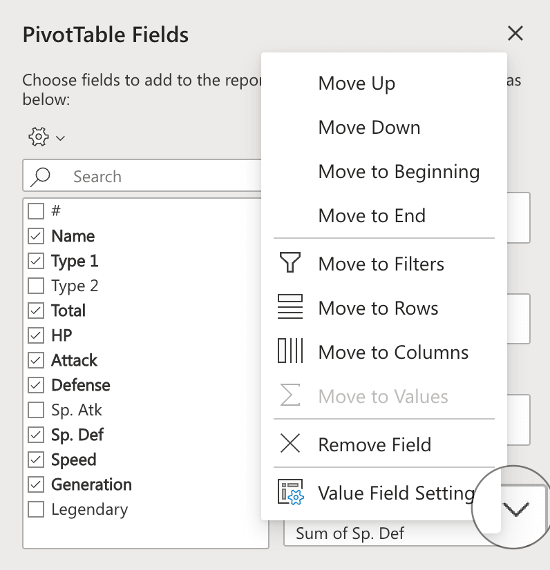 Change settings layout fields