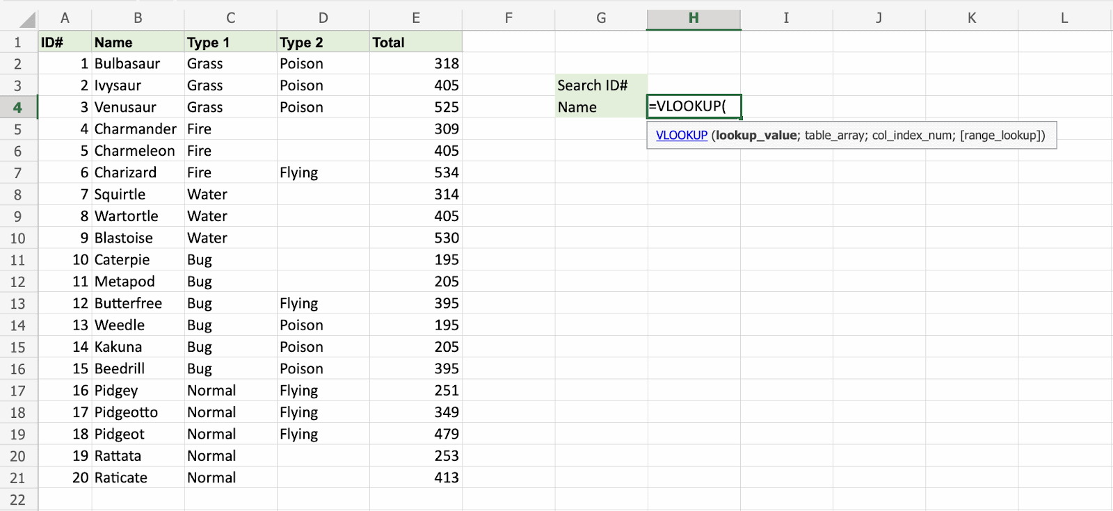 Excel Vlookup Function