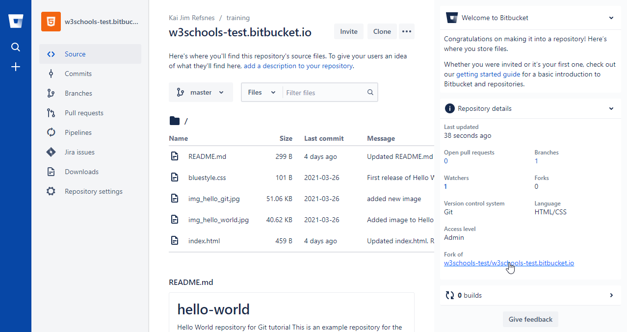 Git Bitbucket Fork