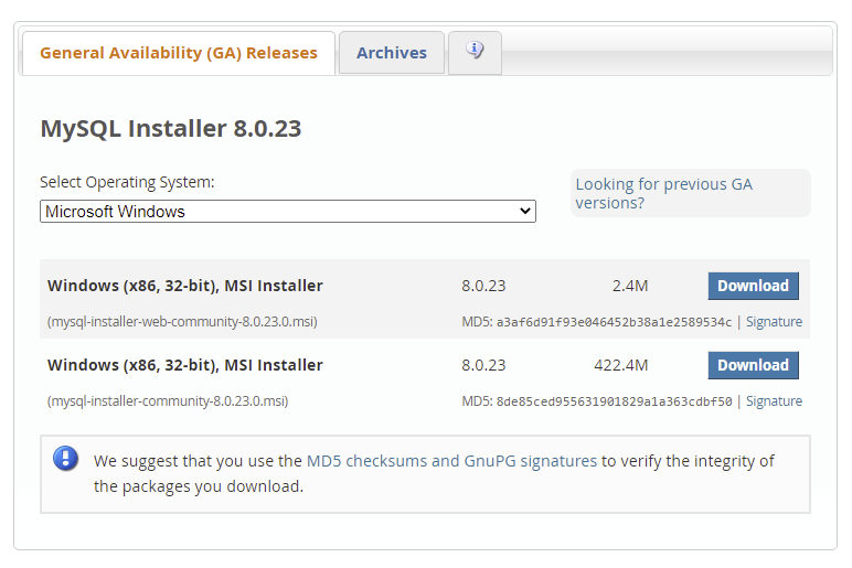 MySQL Installer 8.0.23