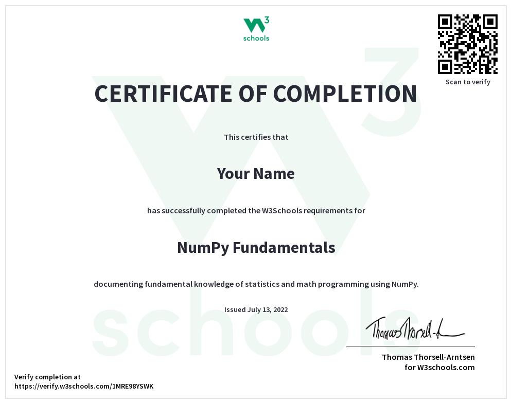 NumPy Certificate