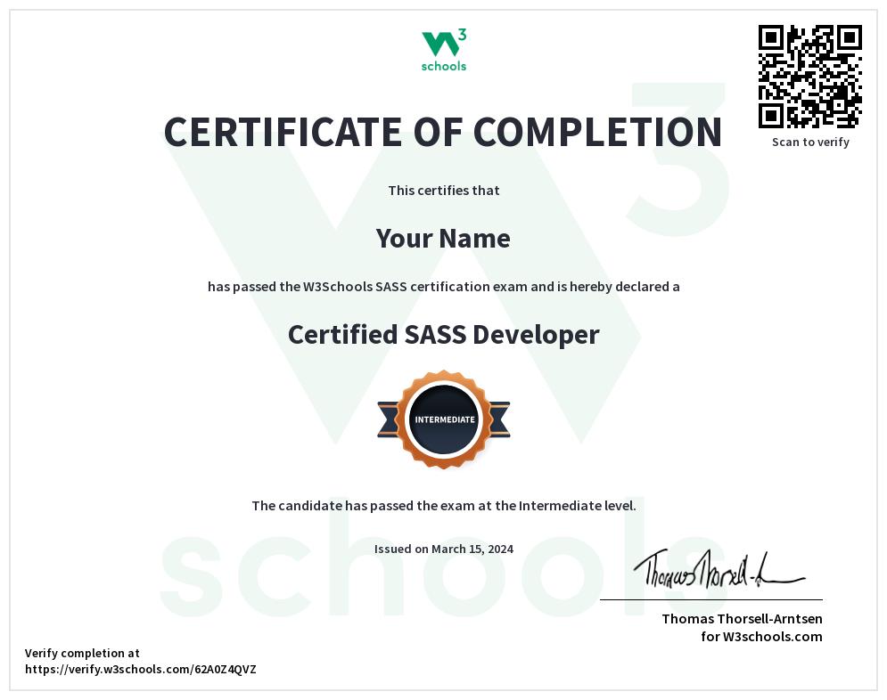 SASS Certificate
