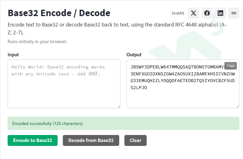 Base32 Encode/Decode - W3Schools