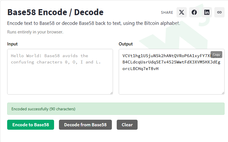 Base58 Encode/Decode - W3Schools