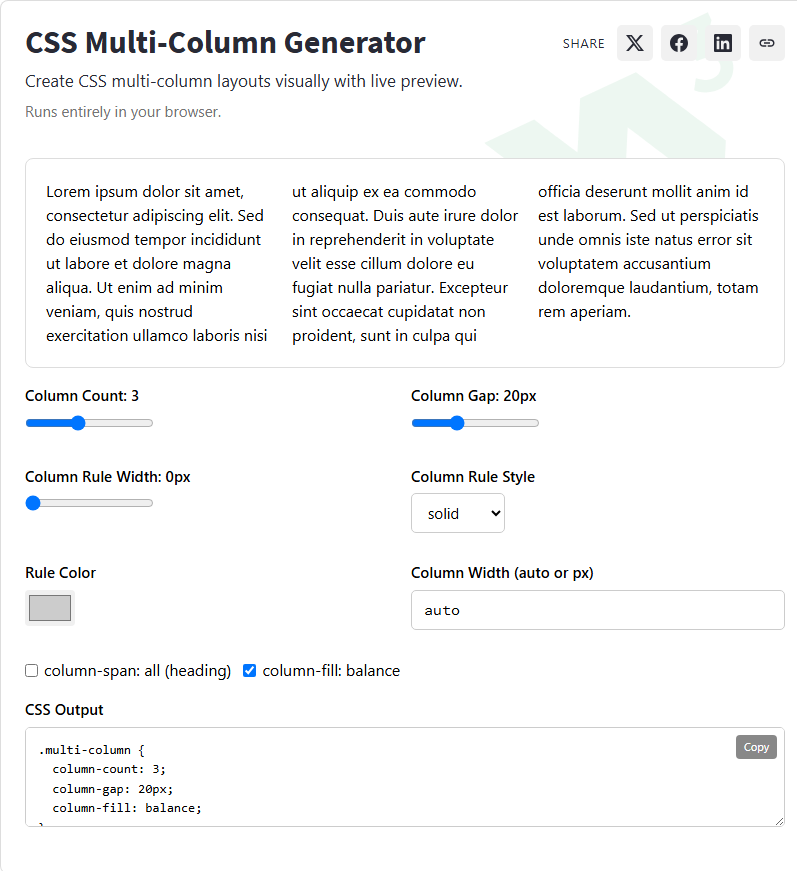 CSS Multi-Column Generator - W3Schools