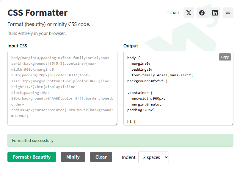 CSS Formatter - W3Schools
