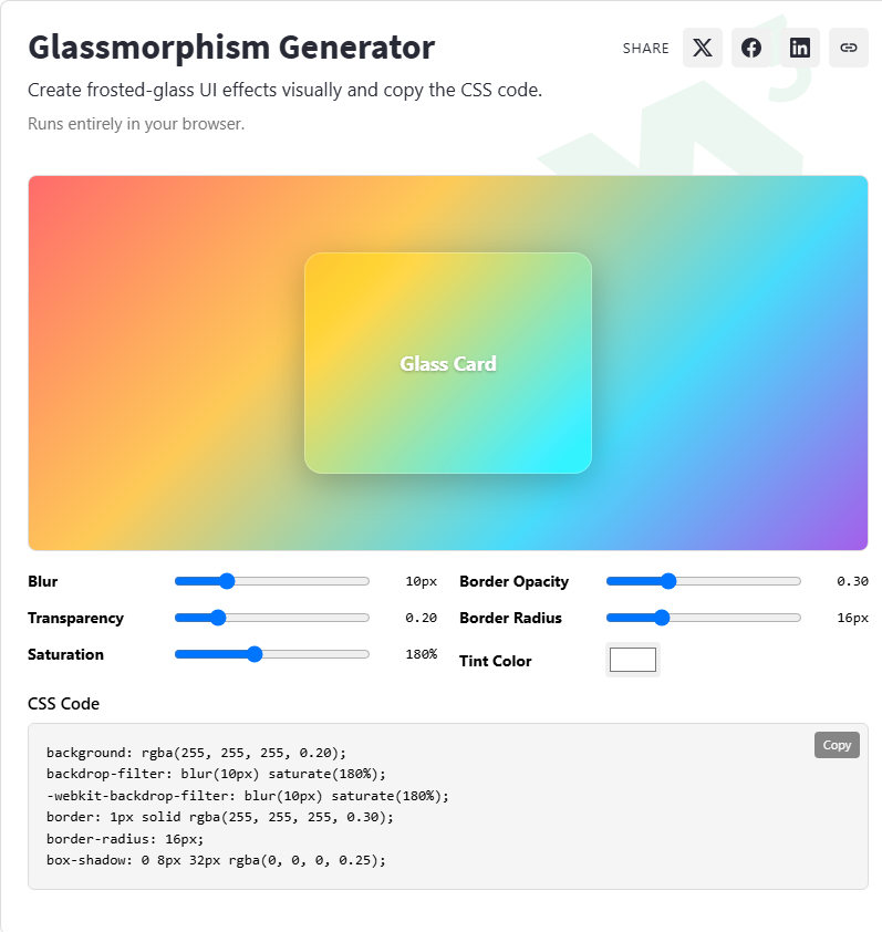 Glassmorphism Generator - W3Schools