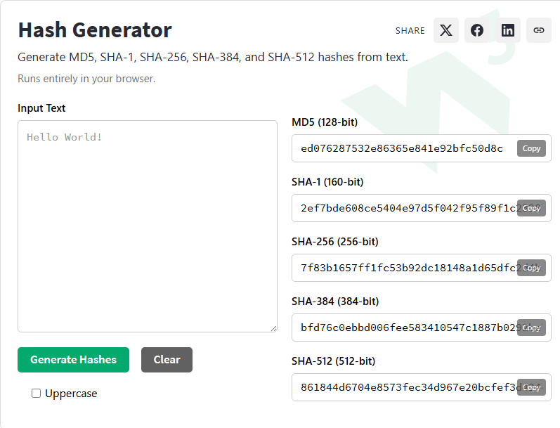 Hash Generator - W3Schools