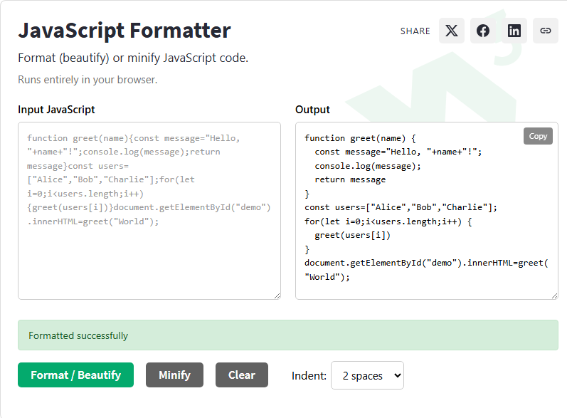 JavaScript Formatter - W3Schools