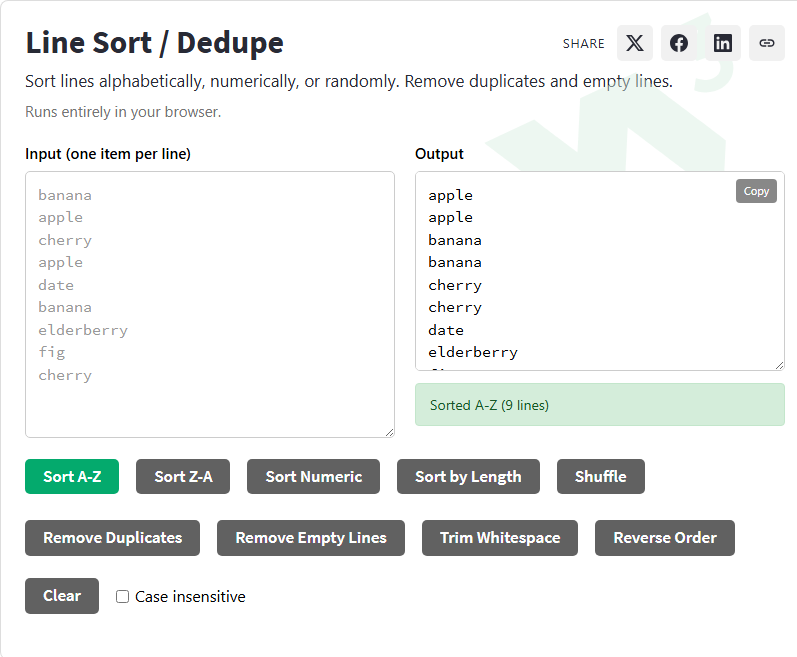 Line Sort / Dedupe - W3Schools