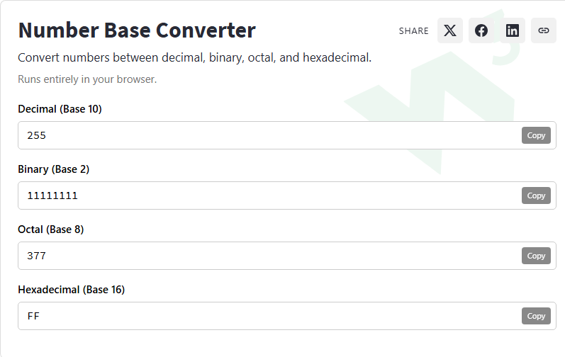 Number Base Converter - W3Schools