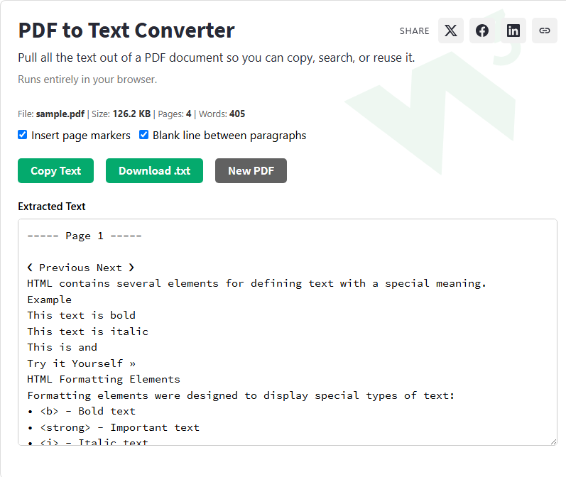 Pdf To Text Conventor Example PDF to Text Converter - W3Schools