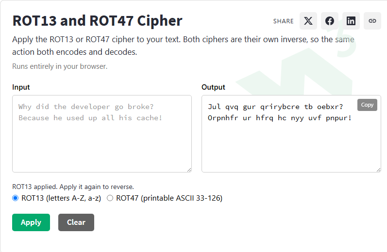 ROT13 and ROT47 Cipher - W3Schools