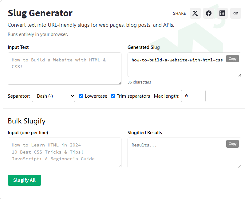 Slug Using Computer Slug Generator - W3Schools