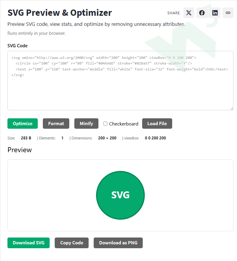 SVG Preview & Optimizer - W3Schools