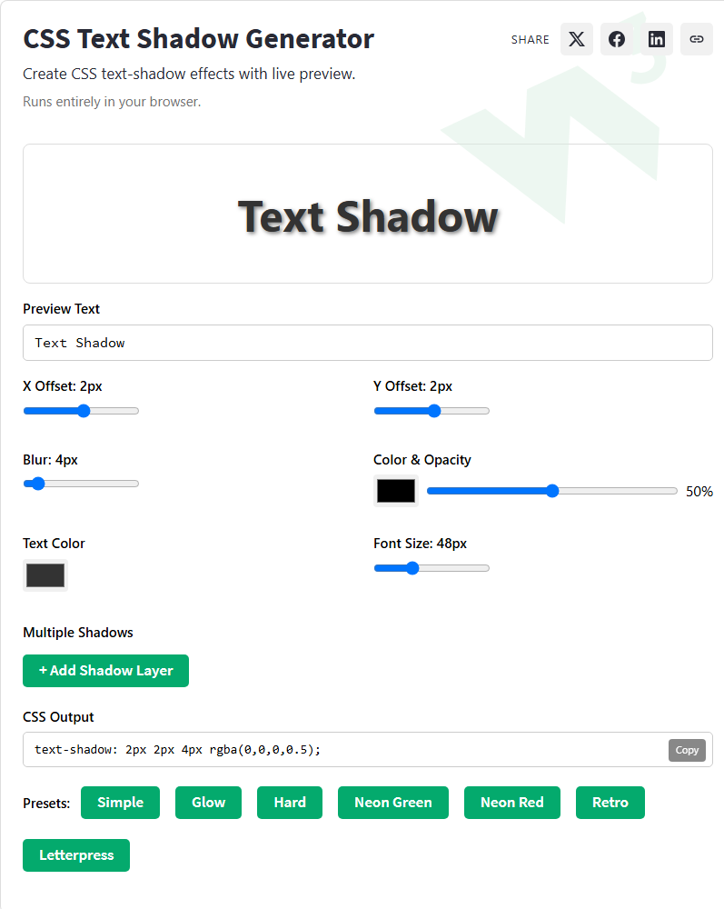 CSS Text Shadow Generator - W3Schools