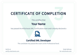 Example of the W3Schools XML certificate